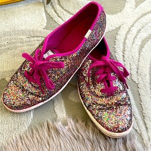 Kate Spade rainbow glitter Keds - worn in good condition sz 8.0